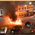 Fiery Chaos Erupts During Downtown Los Angeles Street Takeover